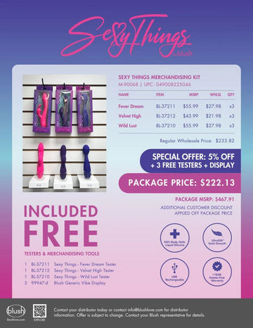 Promotional flyer for Sexy Things merchandise kit with pricing and offer details.