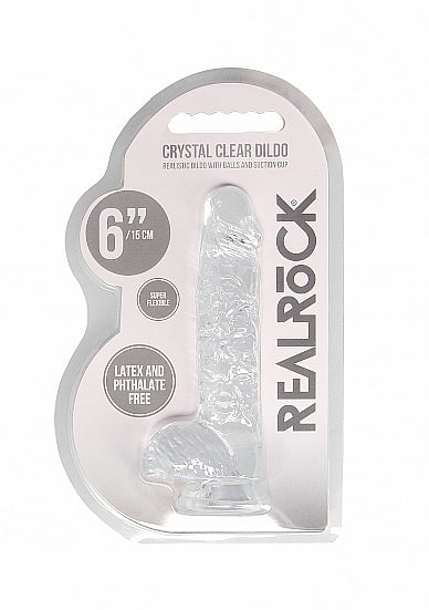 6" / 15 cm Realistic Dildo With Balls - Transparent